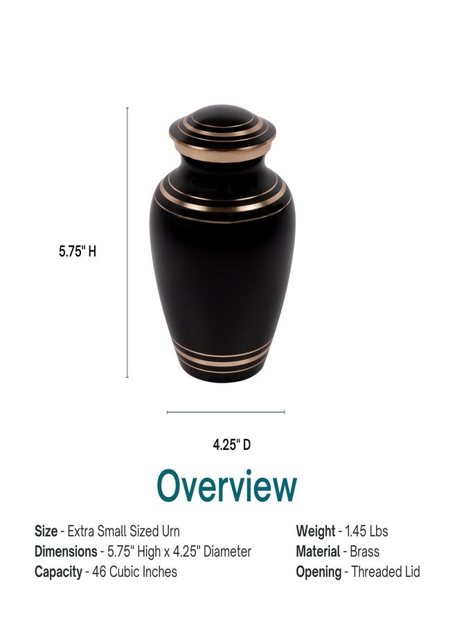 Silverlight Urns جرة حرق جثث من النحاس الأصفر العقيقي من سيلفرلايت أورنز إيليت - صغيرة جدًا، سوداء، صلبة، ارتفاع 5.75 بوصة - Image 4